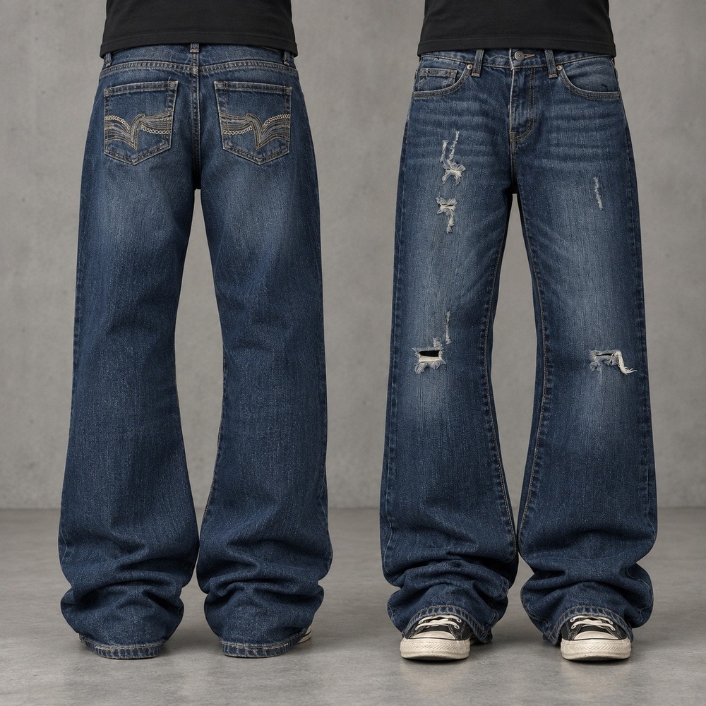 26x30 Women's Blue Distressed Bootcut Jeans Y2K 2000s